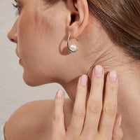 Pearl Style Zircon Drop Earrings Women – Geometric Silver-Tone Hook Design 1021