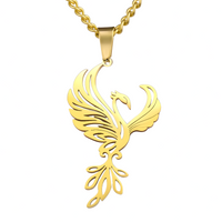 Gold Plated Phoenix Necklace for Women – Zinc Alloy Animal Pendant 44×27mm 1192