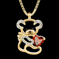 Teddy Bear Heart Necklace Women–Zinc Alloy Gold Colour Outline Bear Pendant 1172