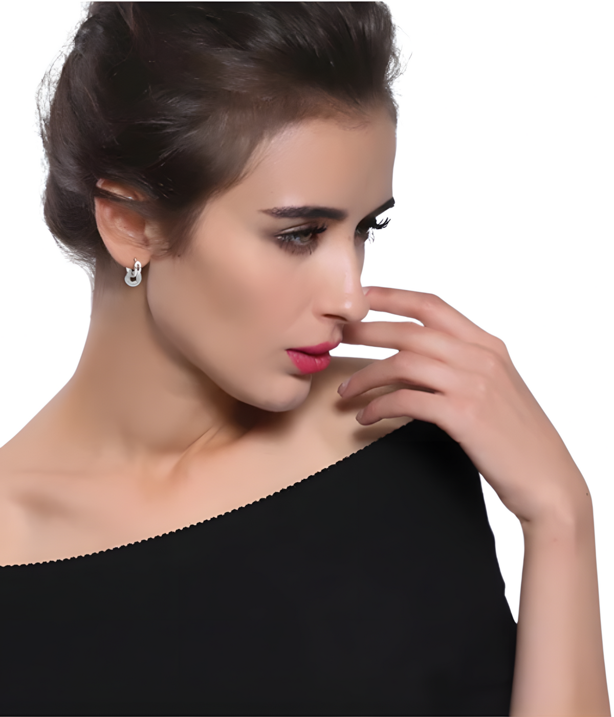 925 Sterling Silver Dangle Hoop Earrings – Unique Interlocking Circles Stone 315