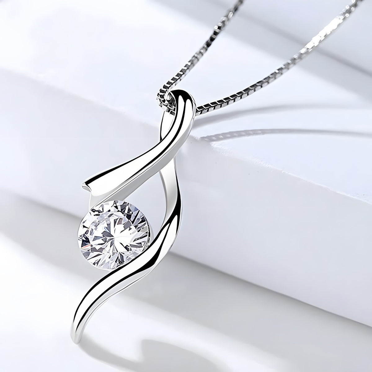 Sterling Silver Infinity Twist Pendant Necklace for Women Real 925 Box Chain 290