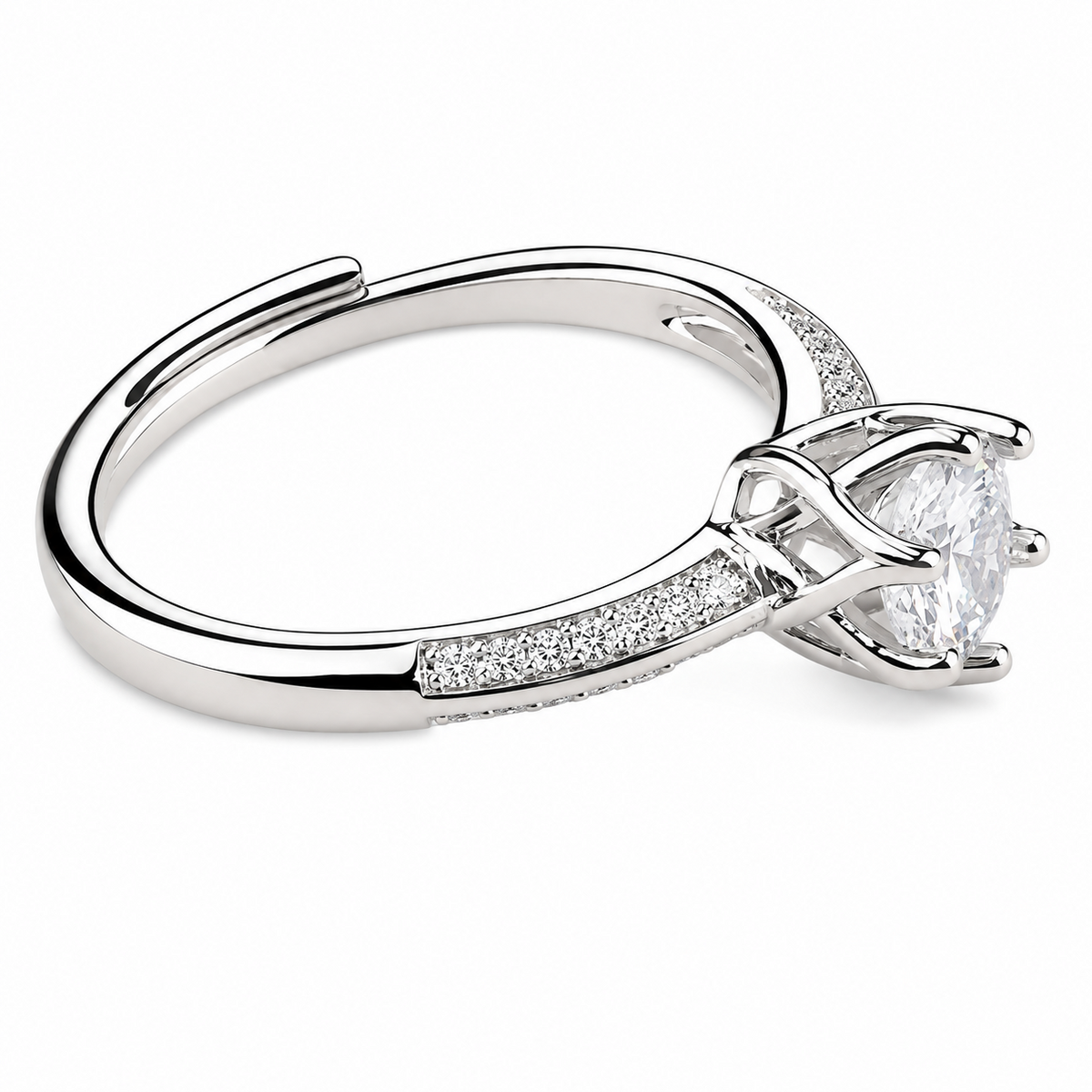 Luxe Pave Solitaire Engagement Ring For Women Round Brilliant Cut Zircon 1604