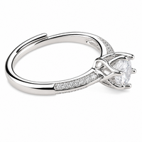 Luxe Pave Solitaire Engagement Ring For Women Round Brilliant Cut Zircon 1604