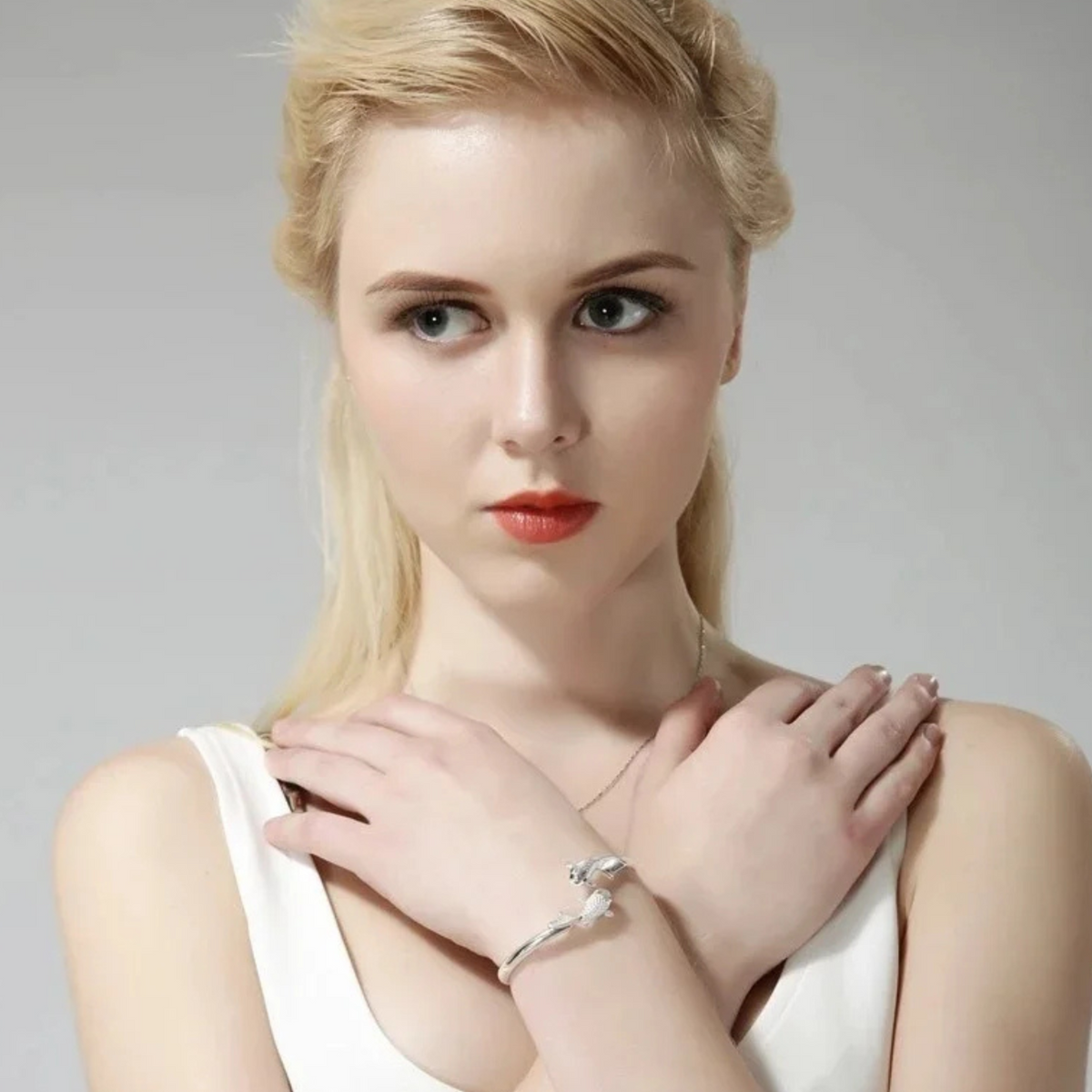 Unified Jewellery Koi Fish Open Cuff Bangle Bracelet For Women, Adjustable 1713