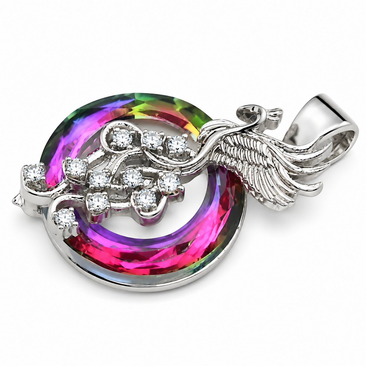Fire Reborn Phoenix Necklace for Women Girls, Fire of Life Crystal Glass 1391