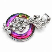 Fire Reborn Phoenix Necklace for Women Girls, Fire of Life Crystal Glass 1391