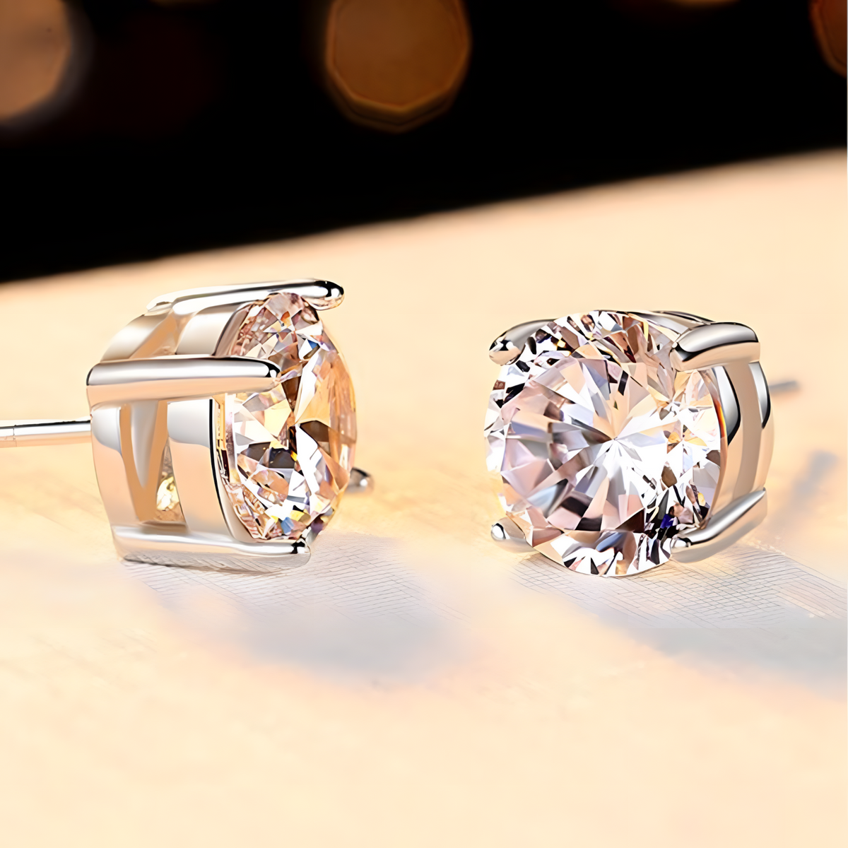 Classic Round Stud Earrings for Women – Sparkling Cubic Zirconia Solitaire 1008