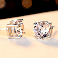 Classic Round Stud Earrings for Women – Sparkling Cubic Zirconia Solitaire 1008