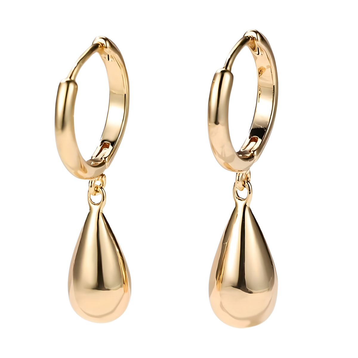 Gold Water Drop Hoop Earring for Women – Trendy Geometric Drop Design 638