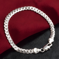 925 Silver-Plated Bracelet – Cuban Link Chain S925 Lobster Lock, Polished 850