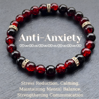 Anti Anxiety Style Red Black Beaded Bracelet 8mm Round Acrylic Beads 1743