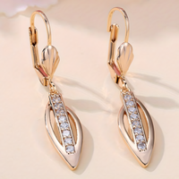 585 Gold Hoop Drop Earrings for Women, Delicate Zirconia Pendant Dangle Rose 602