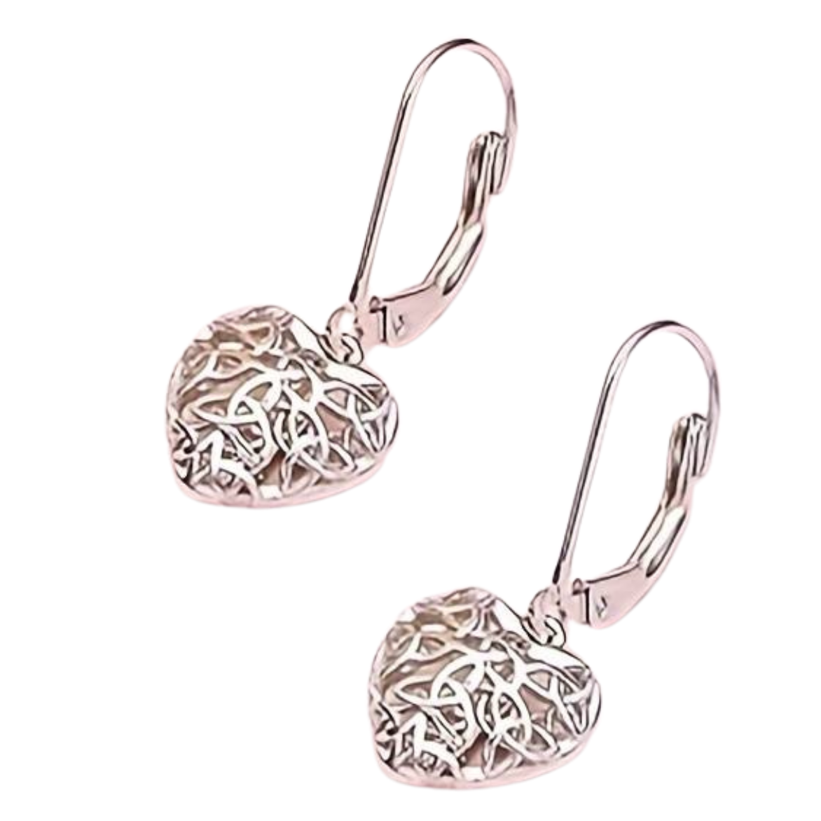Celtic Knot Heart Drop Earrings Women – Elegant Lever Back Dangle Jewellery 157