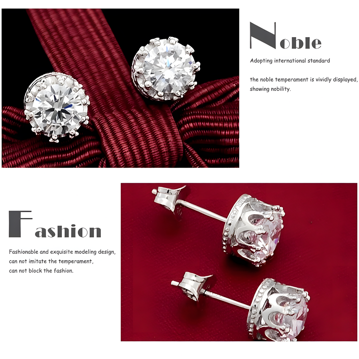 925 Sterling Silver Brilliant Cut Stud Earrings – Crystals, Hypoallergenic 312