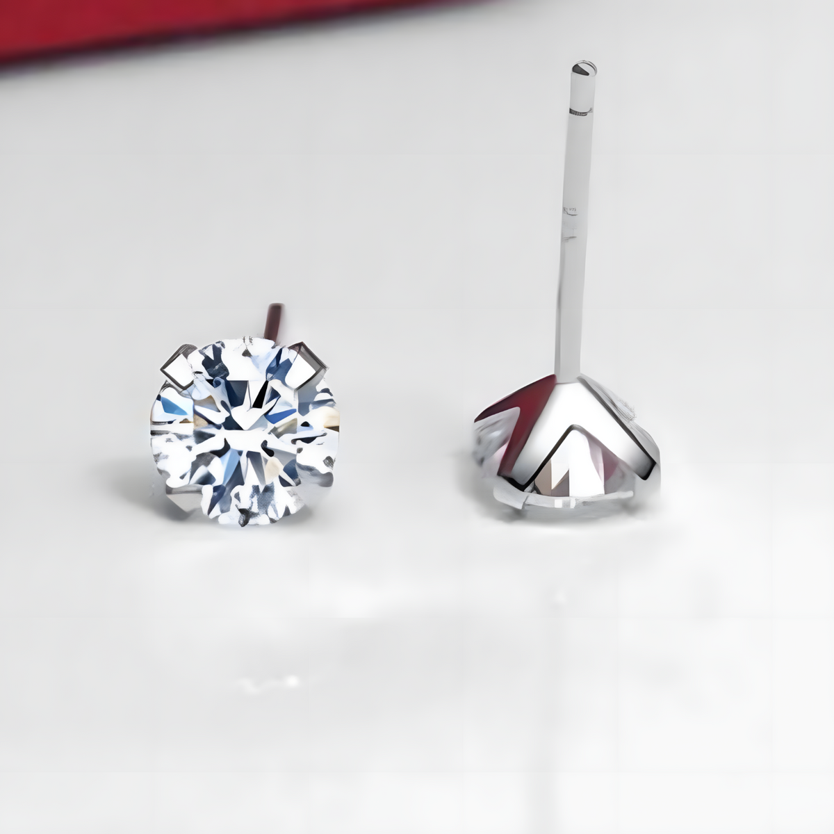 925 Silver-Plated Round Zircon Stud Earrings Women Classic Push Back Crystal 897