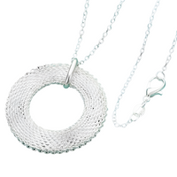 Unified Jewellery Large Circle Mesh Pendant Necklace Women Statement Silver 1823