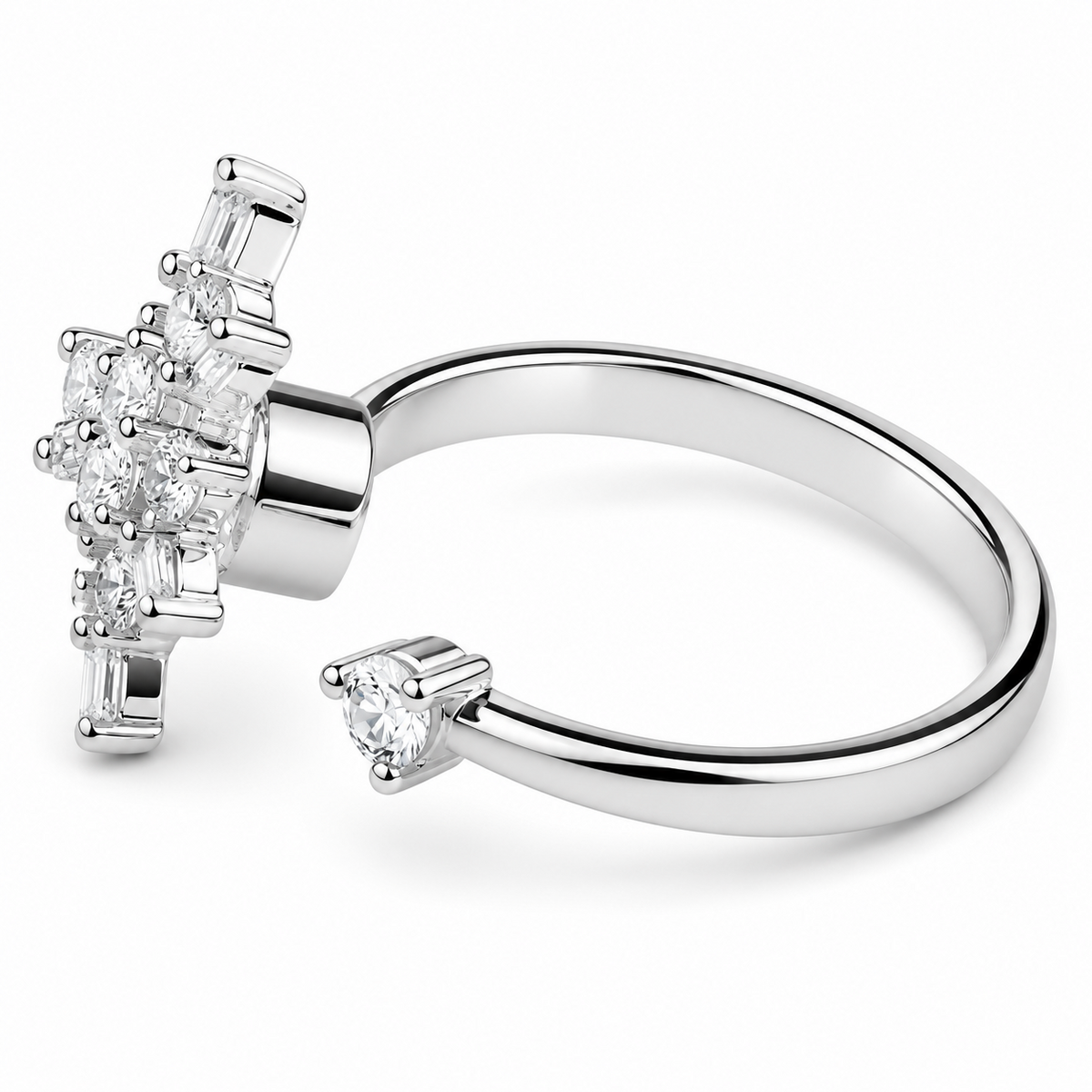 Rotatable Snowflake Spinner Ring Women, Adjustable Open Band Fidget Anxiety 1510