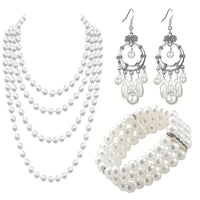 4pcs Necklace Earrings Plus Bracelet Luxury Jewelry Set Made Of Milky Stone 101