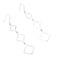 Geometric Square Drop Earrings for Women – Long Dangle Statement Copper 1196