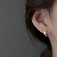 18K Gold-Plated Huggie Hoop Earrings Elegant Double Row Crystal Huggie Hoops 309