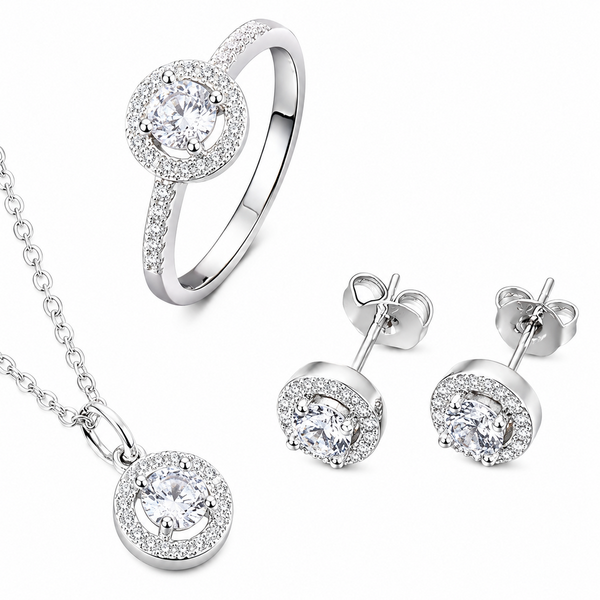Unified Jewellery 3 Piece Cube Crystal Jewellery Set Women, Aurora Rainbow 1715