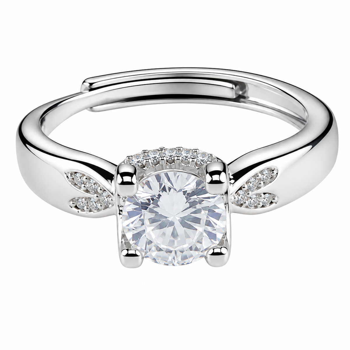 Adjustable Wedding Ring Hidden Halo Split Band Pavé Statement Ring Diamond 1669
