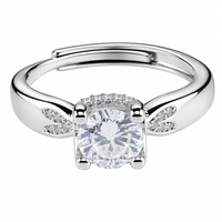 Adjustable Wedding Ring Hidden Halo Split Band Pavé Statement Ring Diamond 1669