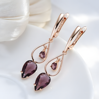 Long Drop Earrings for Women, Copper Alloy with Rose Gold Colour Plating 1279