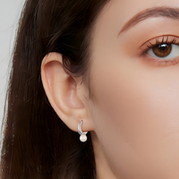 925 Silver-Plated Pearl Hoop Earrings for Women – Simulated Water Drop Pearl 938