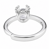 Women's Adjustable Deer Antler Zircon Ring, Round Brilliant Promise Ring 1642