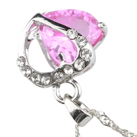 Pink Heart Crystal Jewellery Set for Women, Romantic Love Heart Pendant 1303