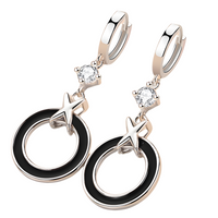 Elegant Sterling Silver Circle Drop Earrings with Sparkling Cubic Zirconia 495