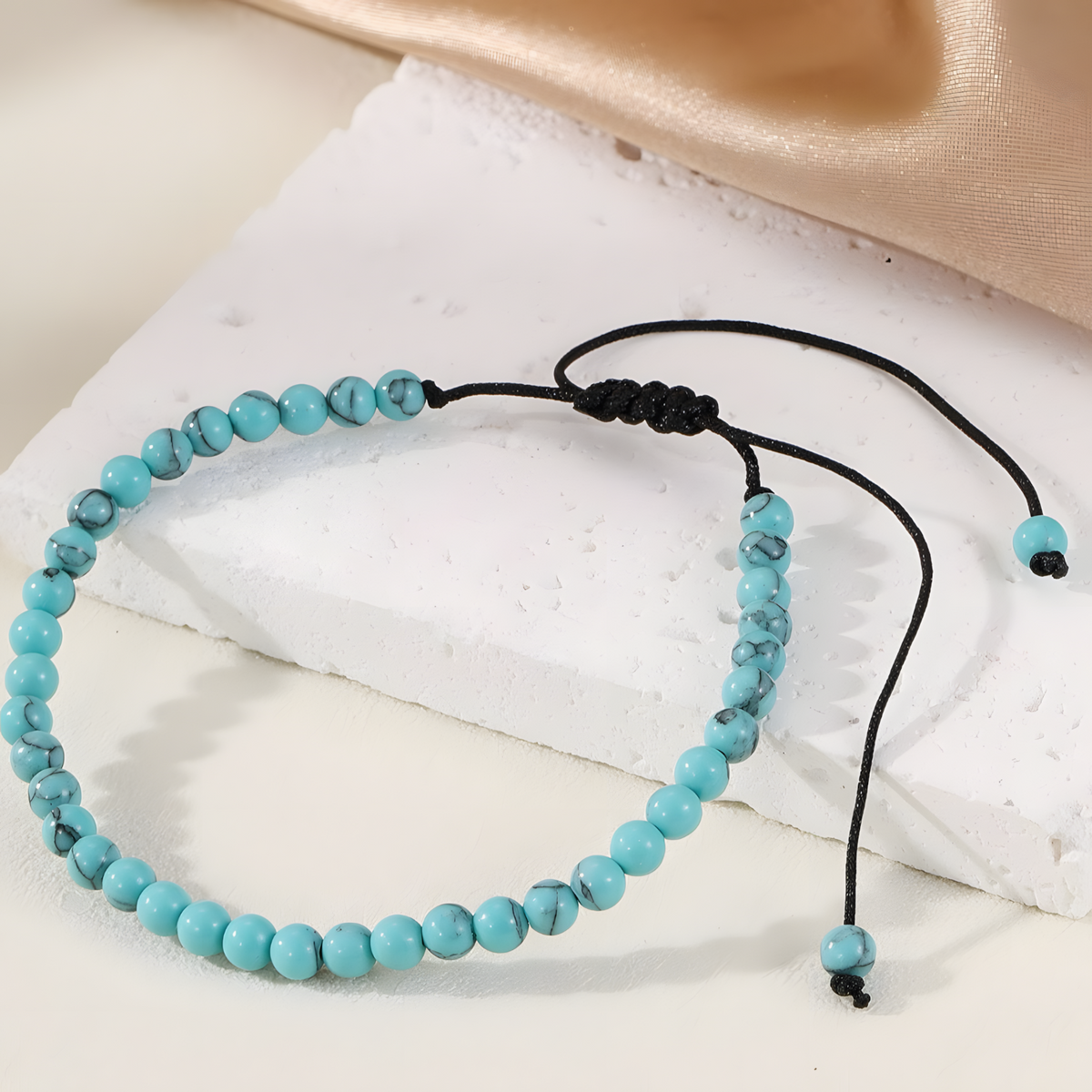 4mm Mini Energy Gemstone Bracelets, Natural Stone Beaded Strand Om Symbol B114