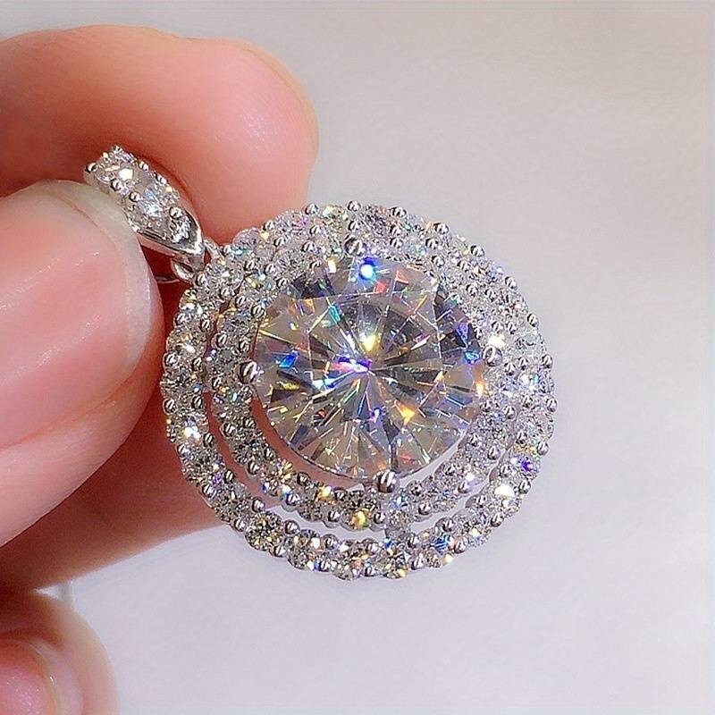 925 Silver Plated Delicate Moissanite Solitaire Necklace Women Bridal 31 UK