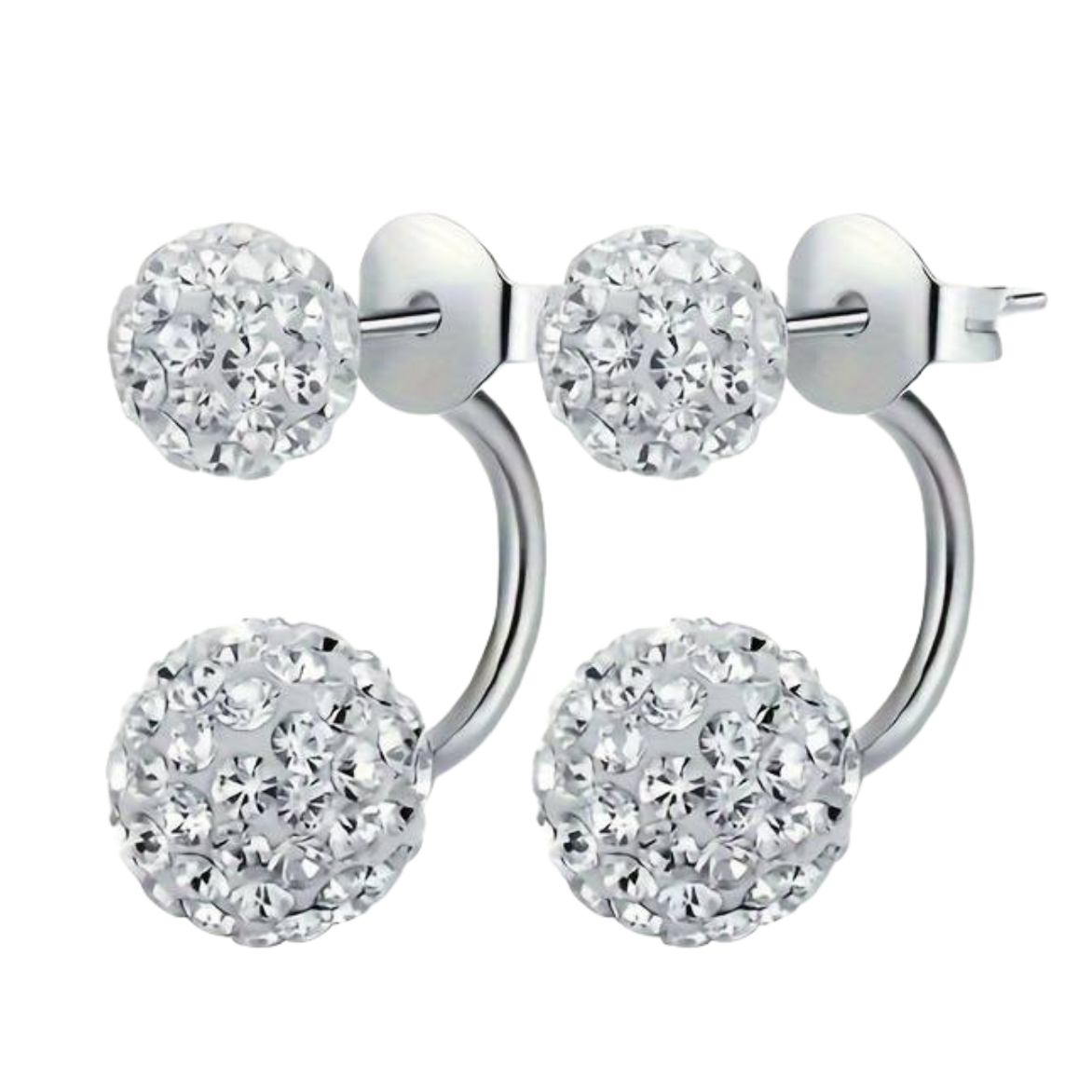 Exquisite Double Ball Design Stud Earring 925 Sterling Silver Hypoallergenic 136