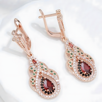 Rose Gold-Tone Teardrop Dangle Earring Women Vintage Chandelier Water-Drop 810