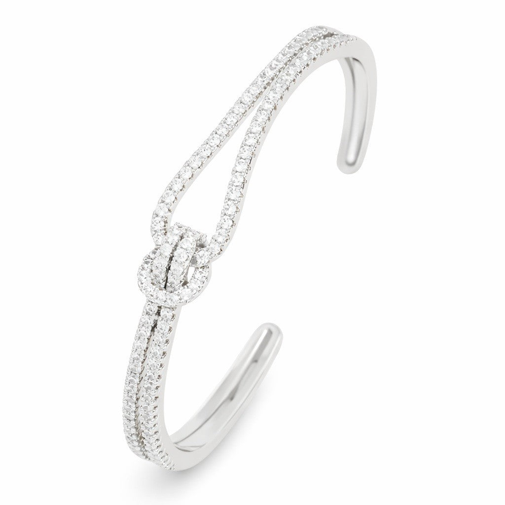 Unified Jewellery Crystal Knot Cuff Bracelet Silver Open Bangle Statement 1895