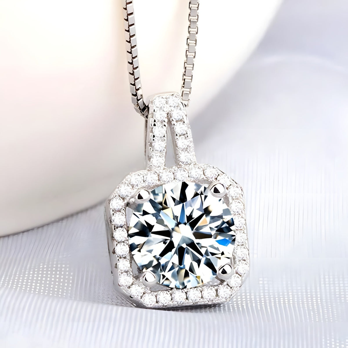 925 Sterling Silver AAA Zircon Square Pendant Necklaces Exquisite Crystal 264