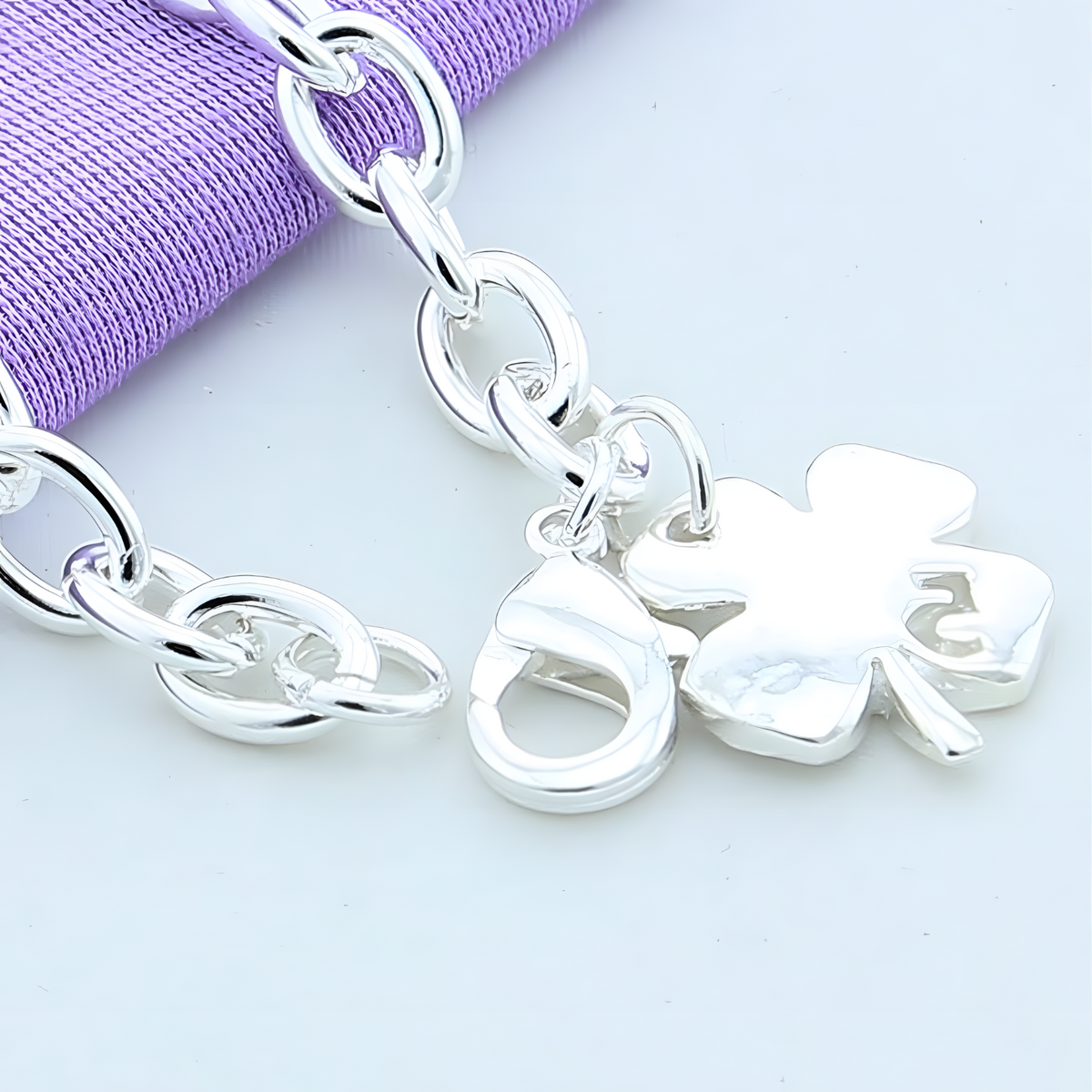 925 Sterling Silver Bracelet, Polished Silver-Tone Chain Bracelet, Lobster 1810