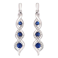 Blue Crystal Dangle Drop Earrings for Women – Elegant Long Twist Design  B6