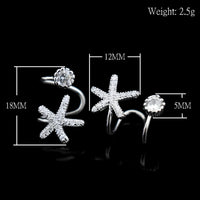 925 Sterling Silver Starfish & CZ Spiral Cuff Earrings - Unique Ear Climber 354