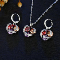 Multicolour Crystal Jewellery Set for Women - Three Stone Swirl Pendant 1808