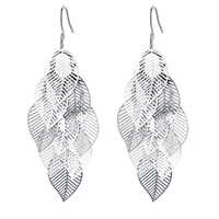 Unified Jewellery Silver Tone Multi Layer Leaf Drop Earrings Women – Trendy 1062