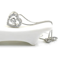 925 Sterling Silver Heart Necklace Women | Dancing Zircon Pendant Adjustable 260