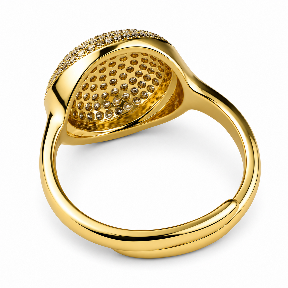 Luxury Oval Statement Ring For Women, Adjustable Gold Tone Cocktail Ring 1502