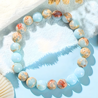 Colourful Chakra Inspired Beaded Bracelet 18cm 8mm Statement Wristwear 1733