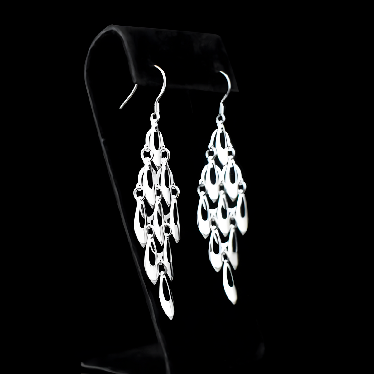 925 Sterling Silver Teardrop Chandelier Earrings Eye-Catching Dangle Earring 317