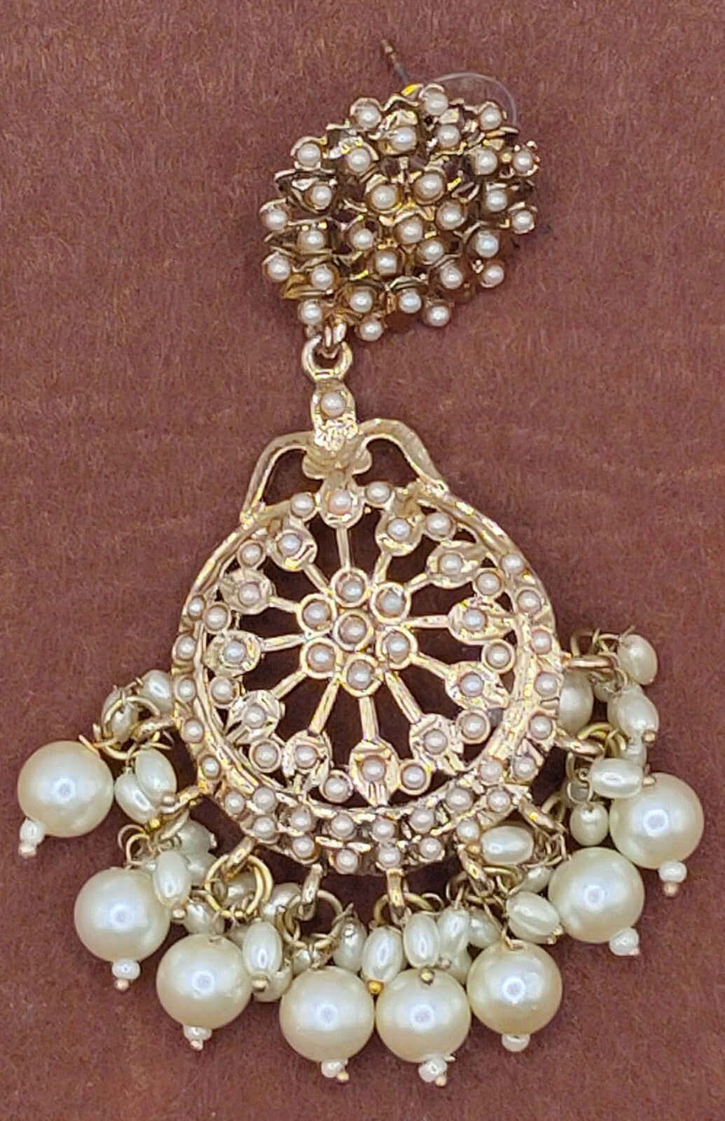 Elegant Bollywood Inspired Gold Kundan Earrings - Traditional Indian Jewelry 239