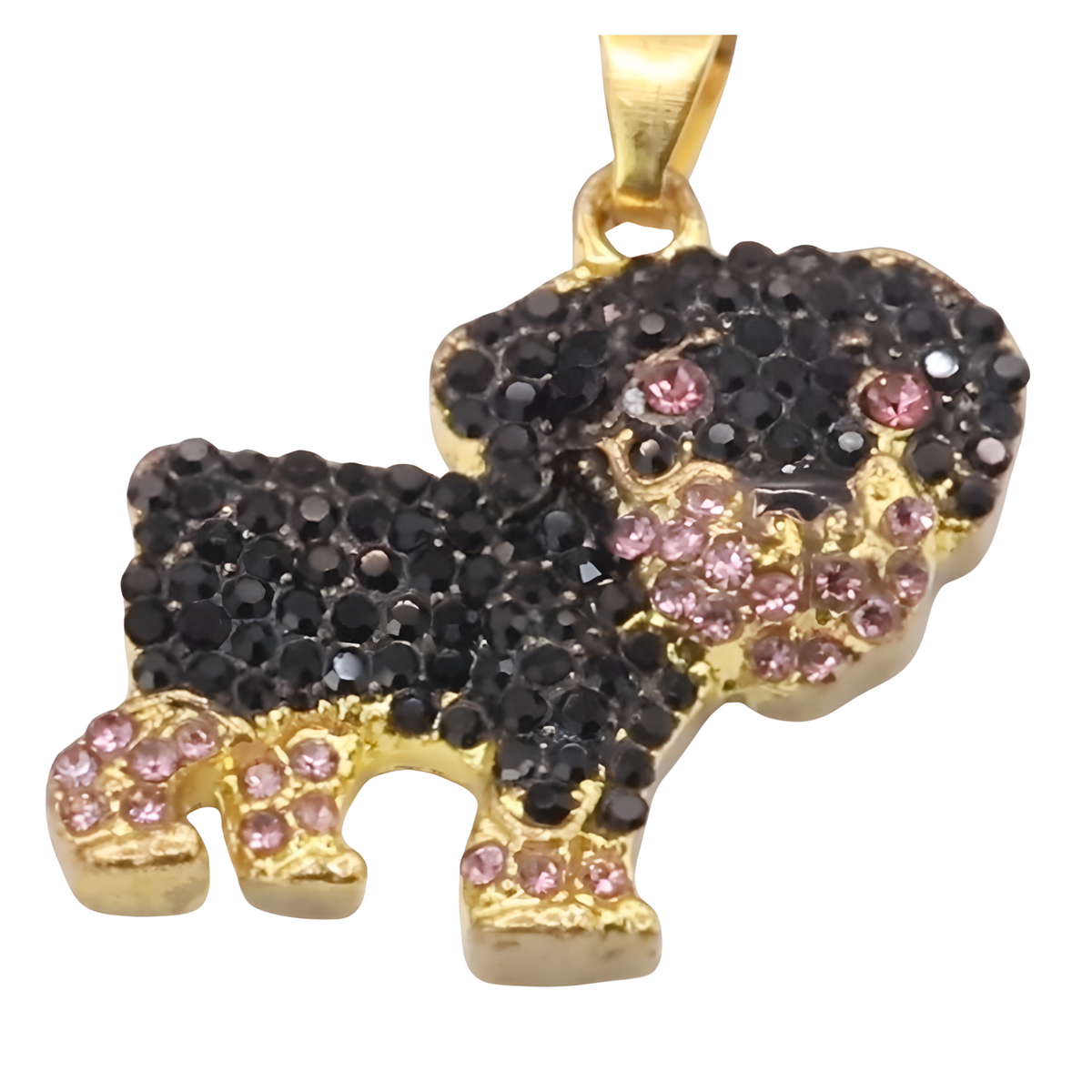 Rottweiler Dog Pendant Necklace For Women Gold Tone Look Crystal Animal B245