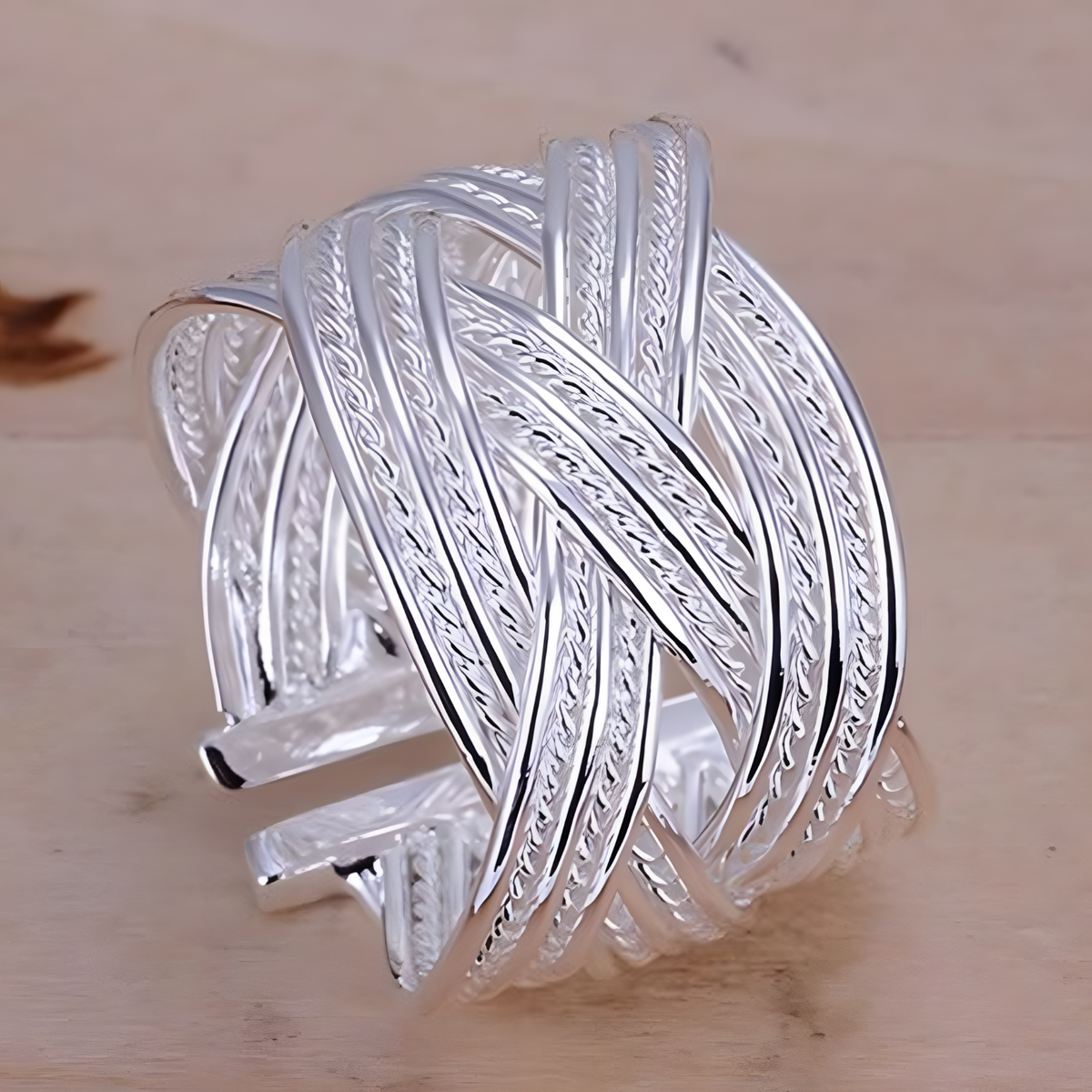 Unified Jewellery Luxury Crossover Adjustable Wide Band Statement Ring 1835